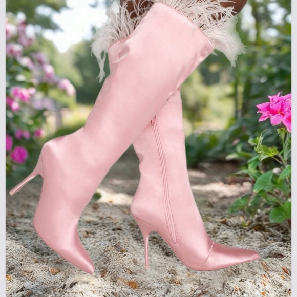NIB Dolls Kill Public Desire Baddie Knee High Boots in Pink - Picture 2 of 9
